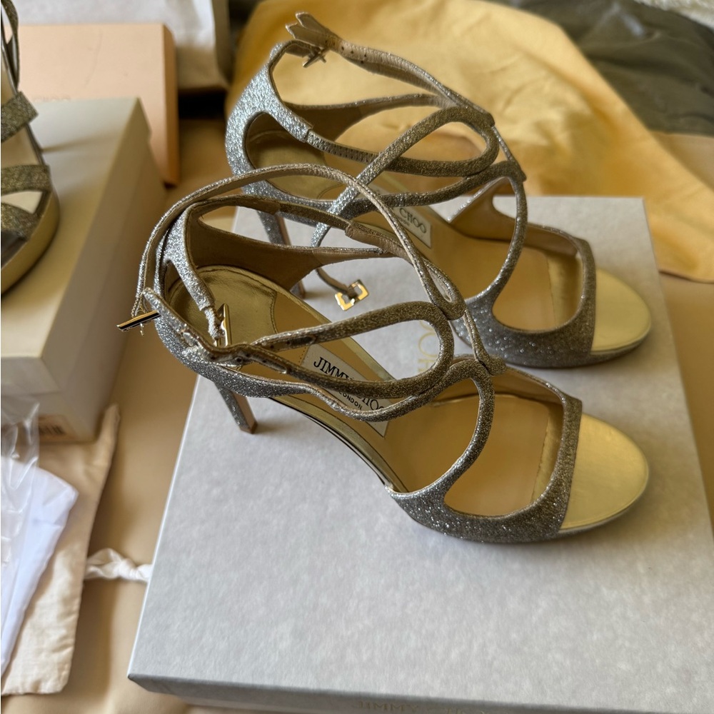 Jimmy Choo Glittering Silver Heels